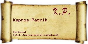 Kapros Patrik névjegykártya